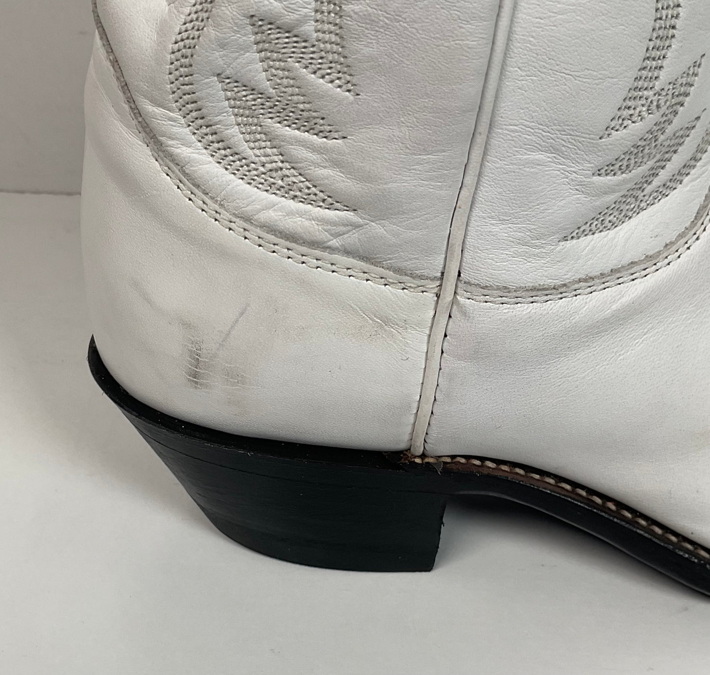 Justin Wedding White Cowgirl Boots 8 B USA Made