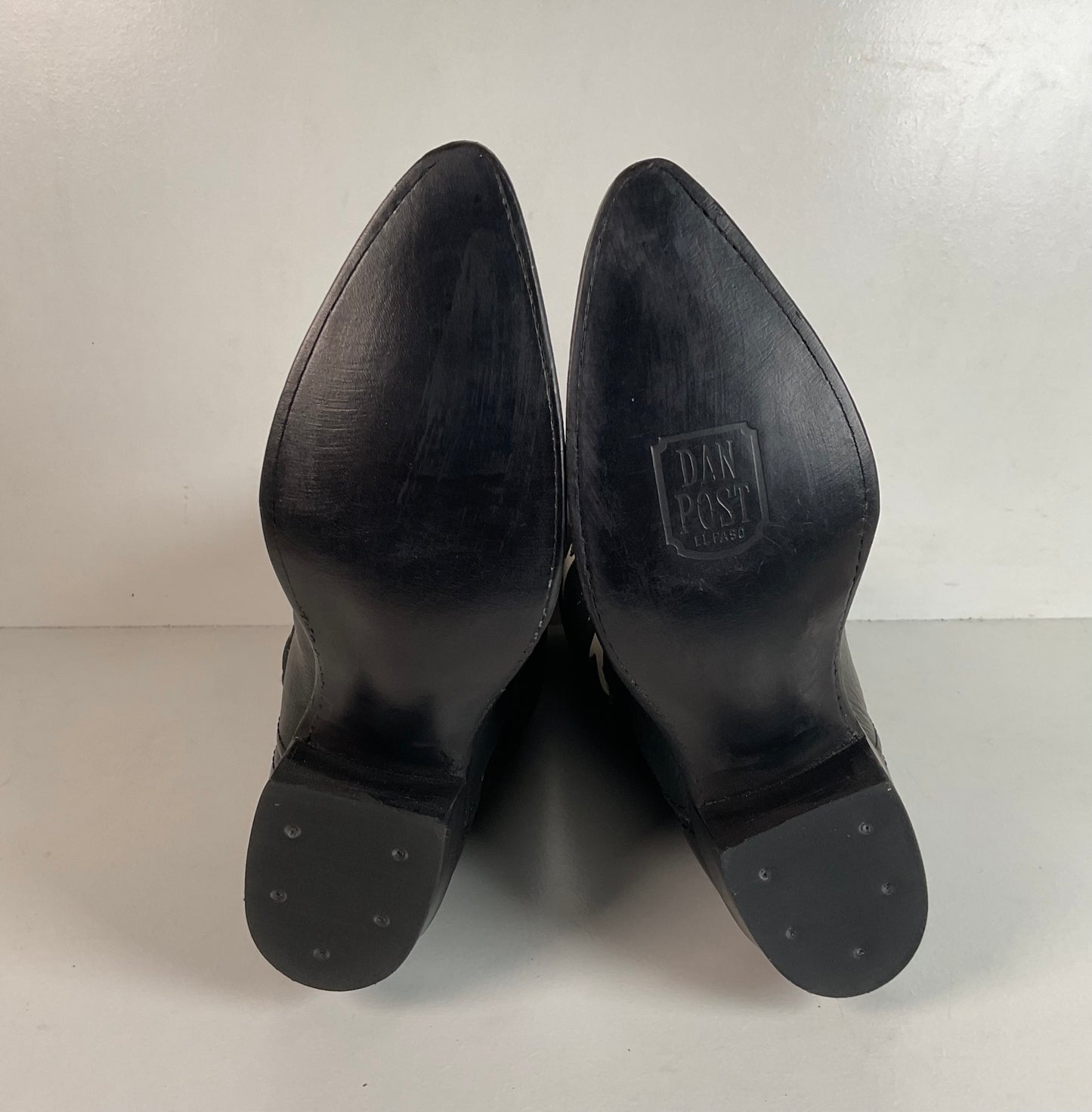 Vintage Dan Post Cowgirl Boots 7 M USA Made Tooled Inlay