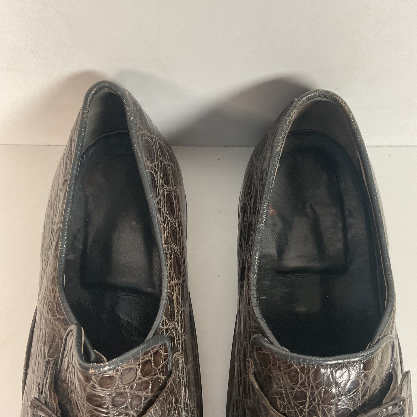 1960s Exotic Crocodile Loafers Men’s 7 D Dark Brown