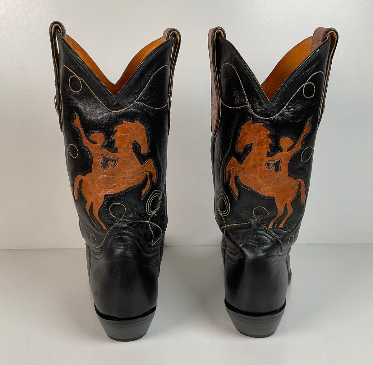 Vintage Ben Miller Cowgirl Boots | Tooled Inlays | Bucking Bronco | Women’s 10 B