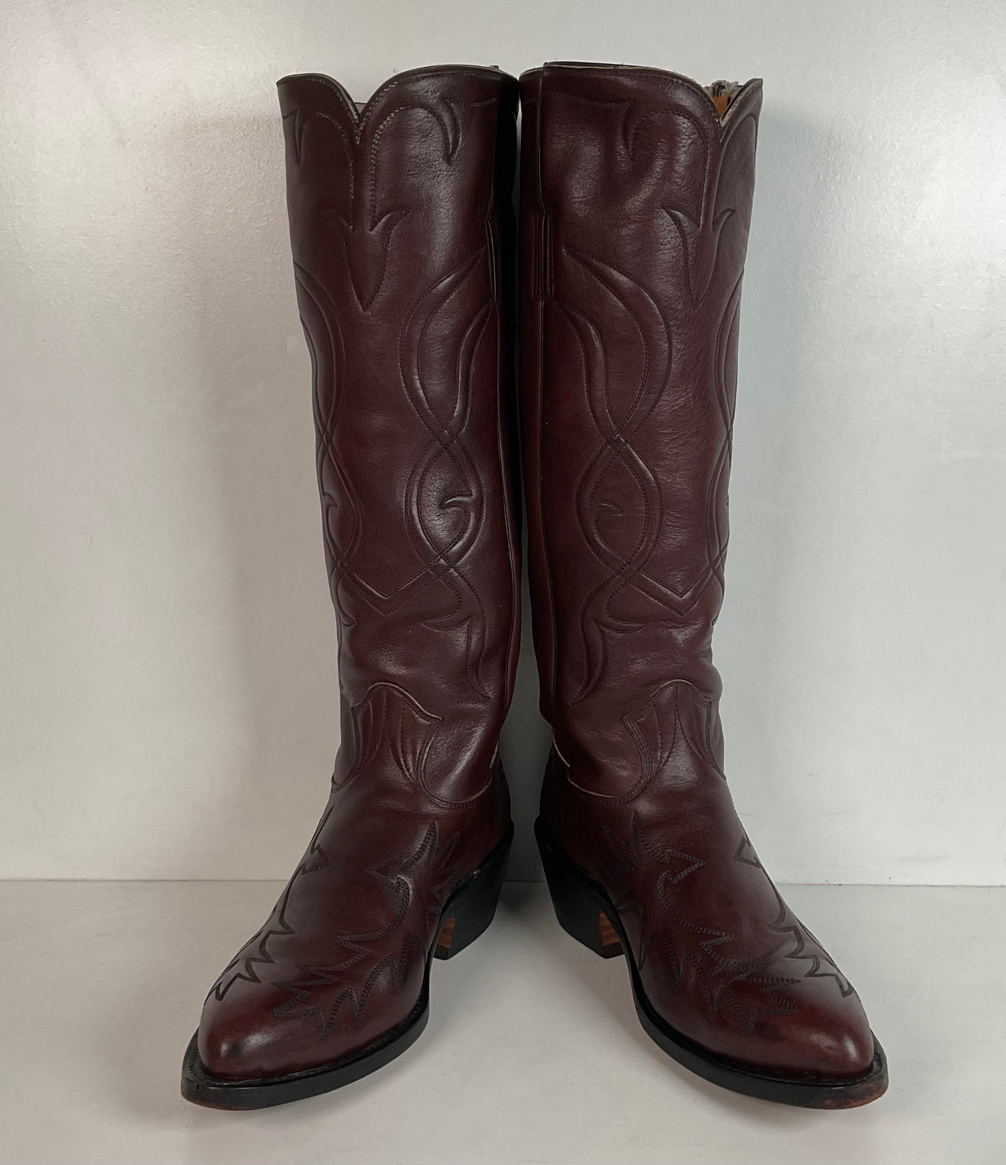 Vintage Stewart Boot Company Tall Cowgirl Boots 10 Narrow Romero Cloth Pulls