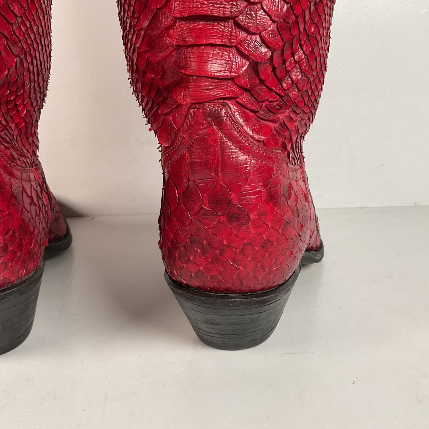 Tony Lama Full Python Cowboy Boots | Red Snakeskin | Men’s 9 | Women’s 10