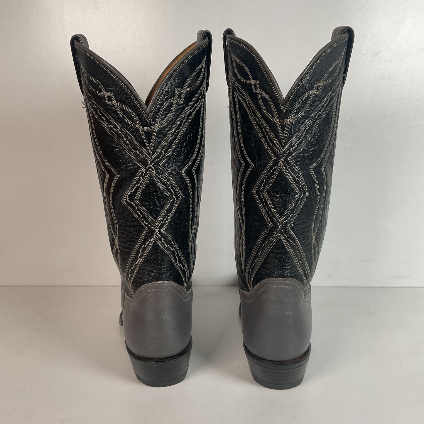 Vintage Tony Lama Charcoal Grey Wingtip Cowboy Boots 9 B Lizard Gold Label
