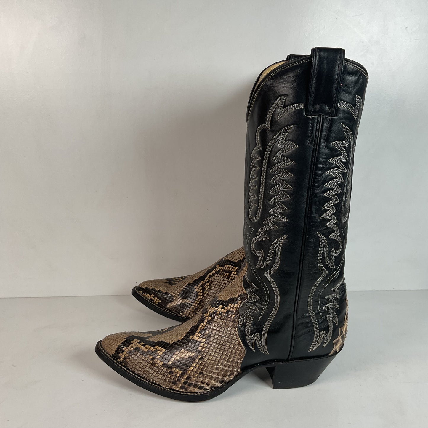 Justin Front Cut Python Snakeskin Cowboy Boots 8.5 D Triad USA Made