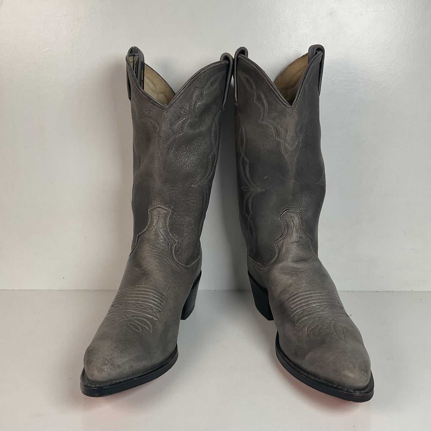Vintage Dan Post Grey Elk Skin Cowboy Boots 10.5 D USA Made Old Label