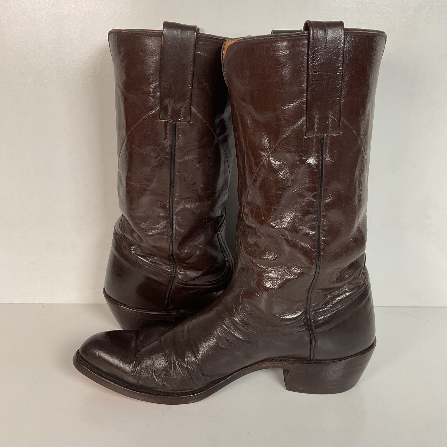 Vintage 1950s Frye Authentic Cowboy Boots 8.5 D Dark Brown Calfskin