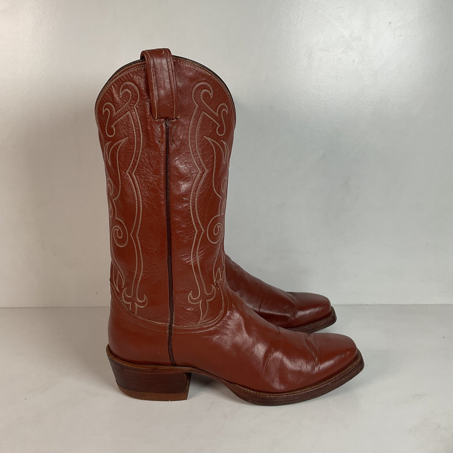 Vintage Tony Lama Gold Label Cowboy Boots 9.5 B John Wayne Toe