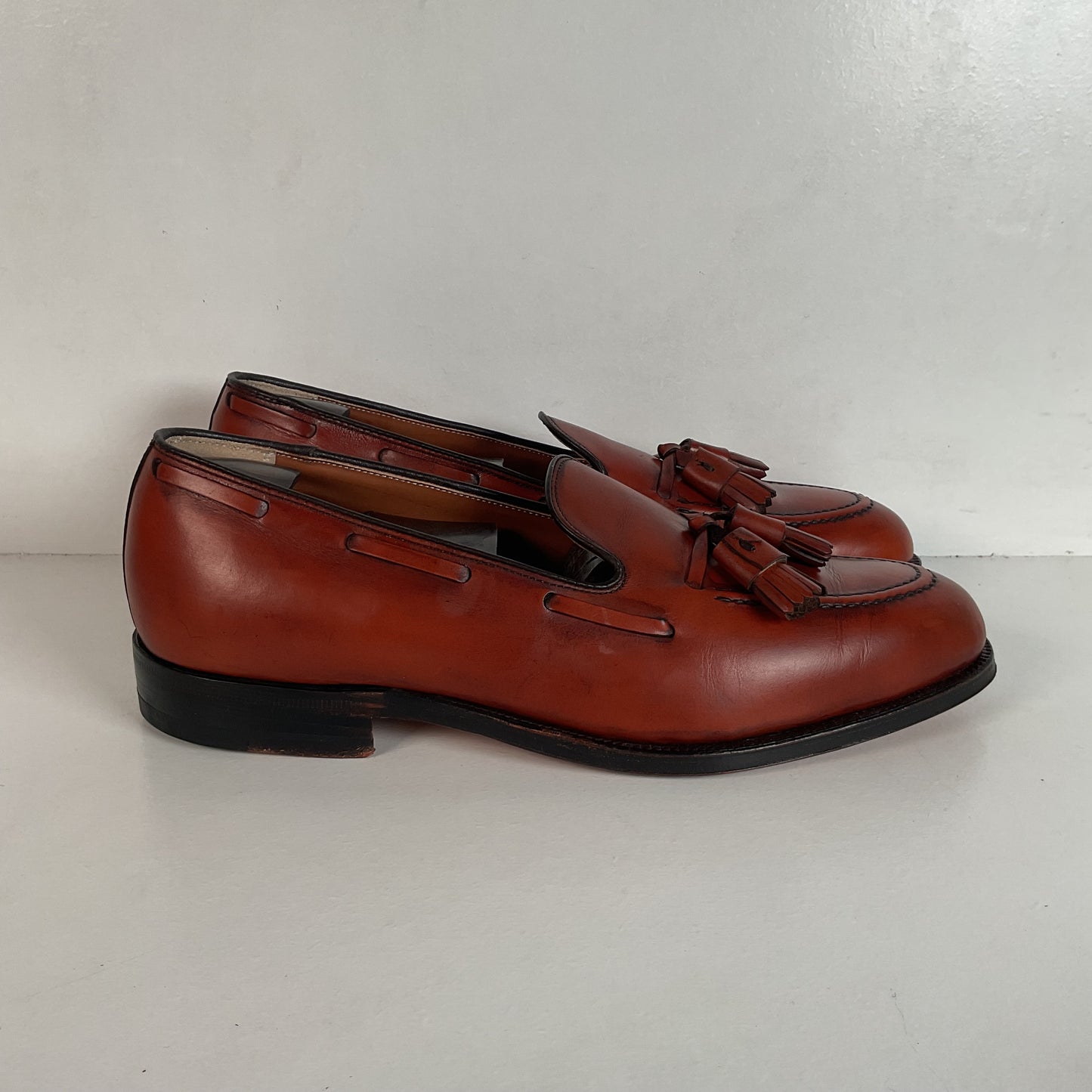 Vintage Alden Tan Calf Tassel Loafer 9 D Moc Toe Style 662 Old Logo