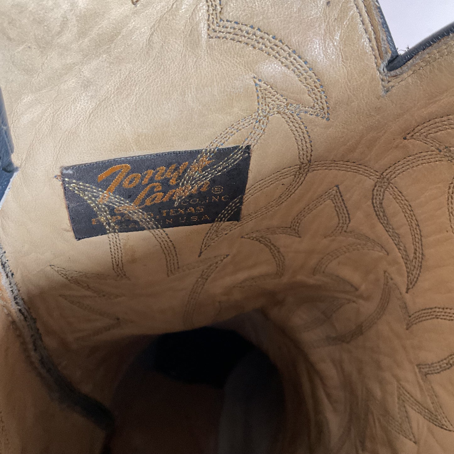 Vintage Tony Lama Navy Blue Ostrich Cowboy Boots 11.5 B Black Label Wingtip