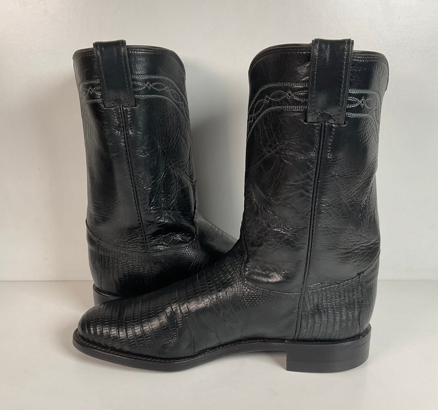 Justin Teju Lizard Cowboy Roper Boots 8 D USA Made