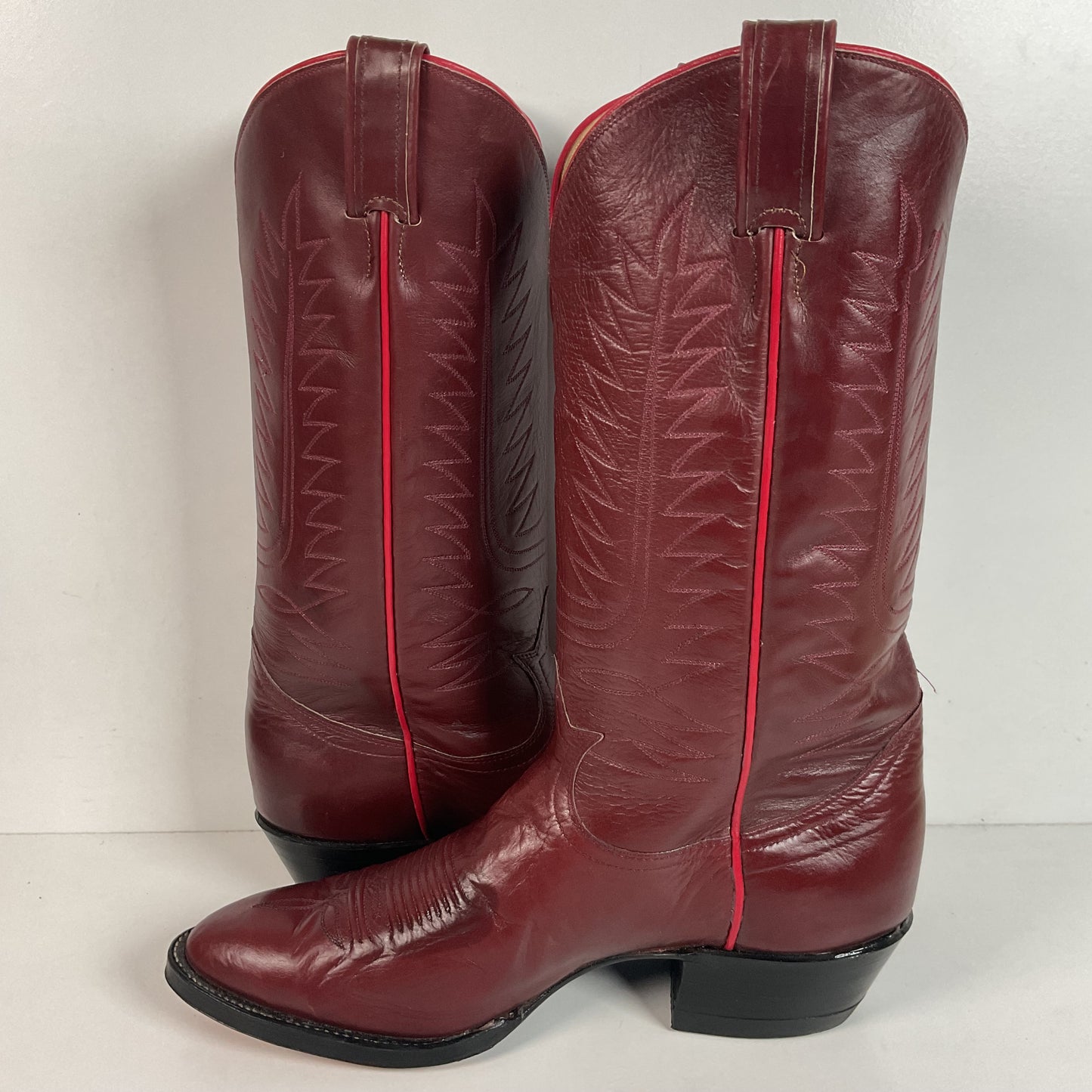 Vintage Tony Lama Red Wine Cowboy Boots Men’s 9 D | Women’s 10 Gold Label