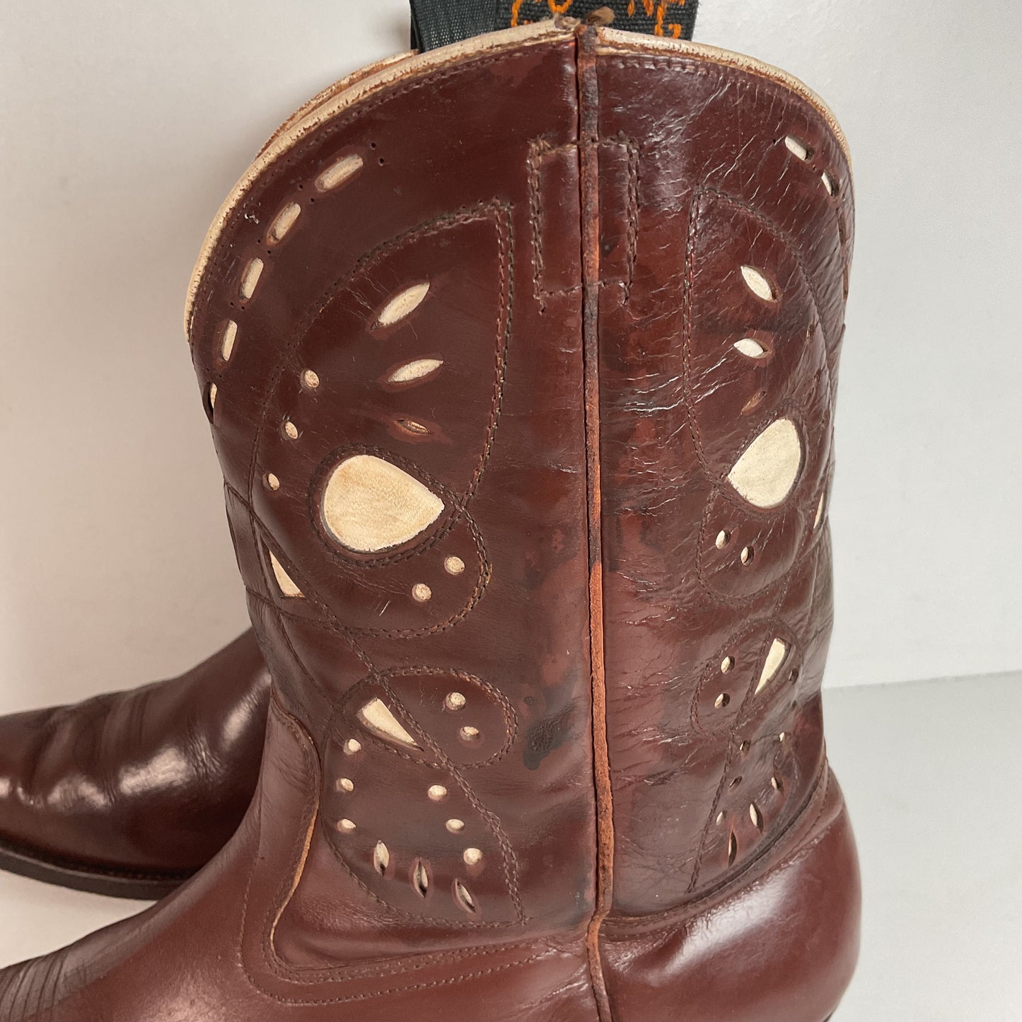 1940s Men’s Goding Pee Wee Cowboy Boots 10.5 D Butterfly Inlay