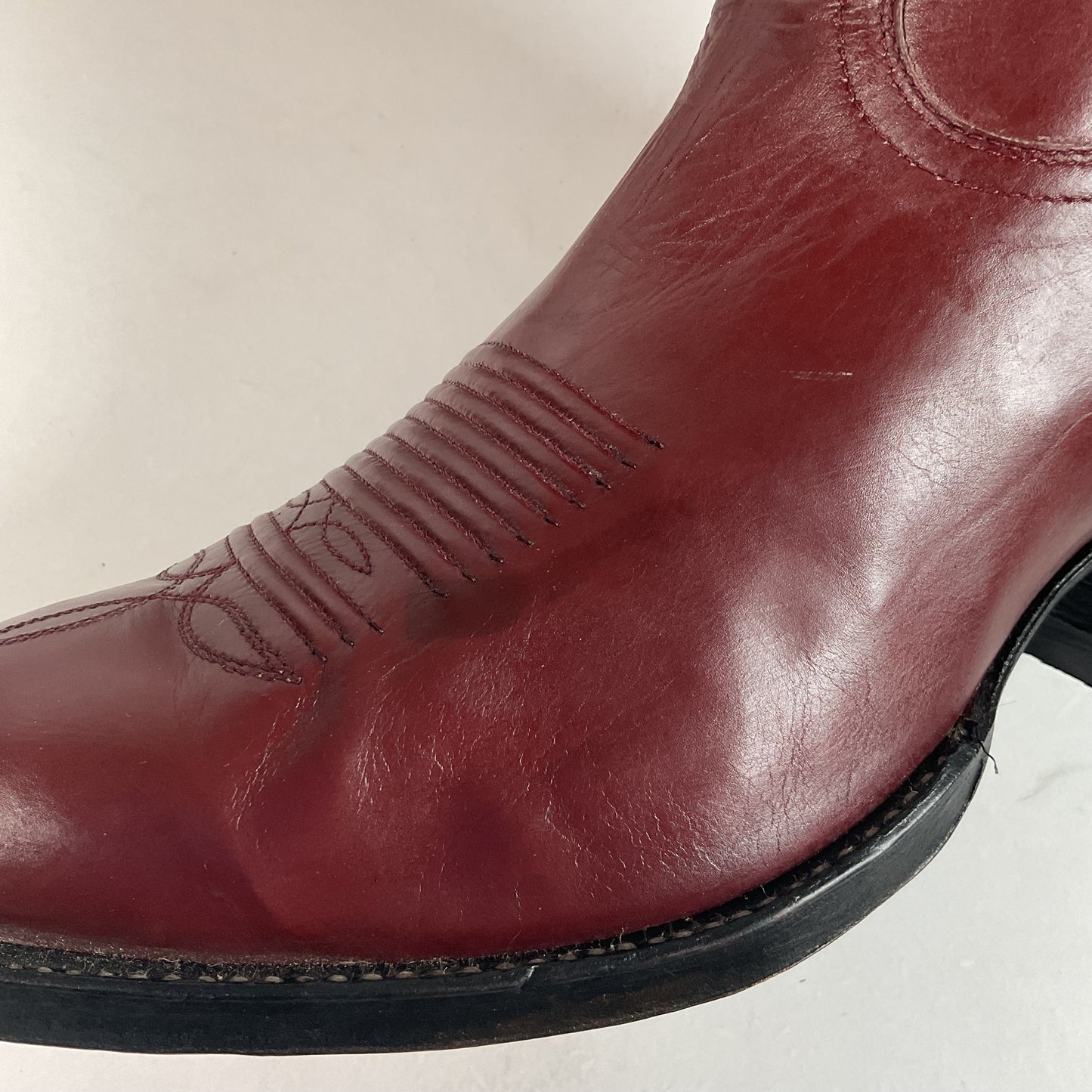 Vintage Tony Lama Red Wine Cowboy Boots Men’s 9 D | Women’s 10 Gold Label