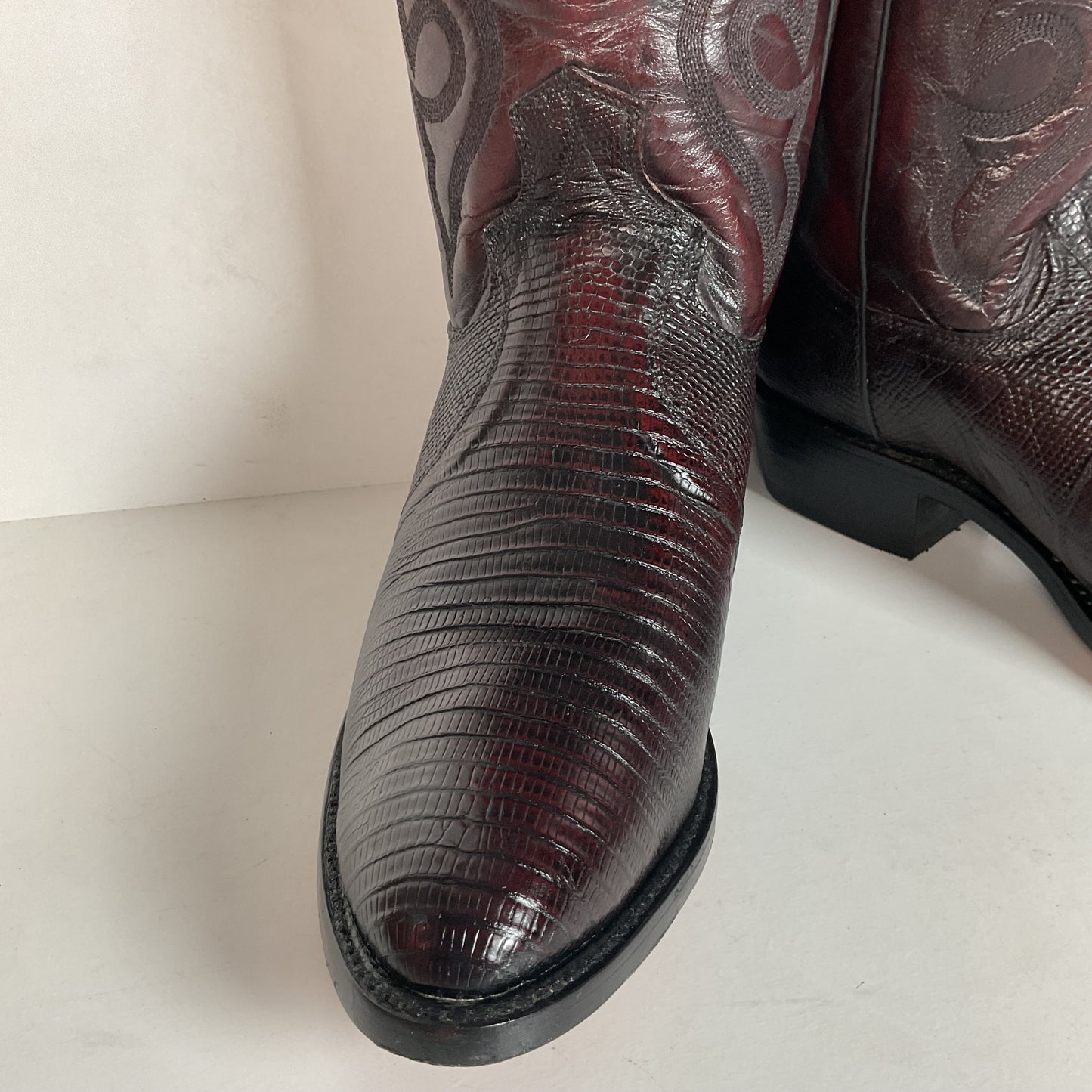 Dan Post Black Cherry Teju Lizard Cowboy Boots 8 D