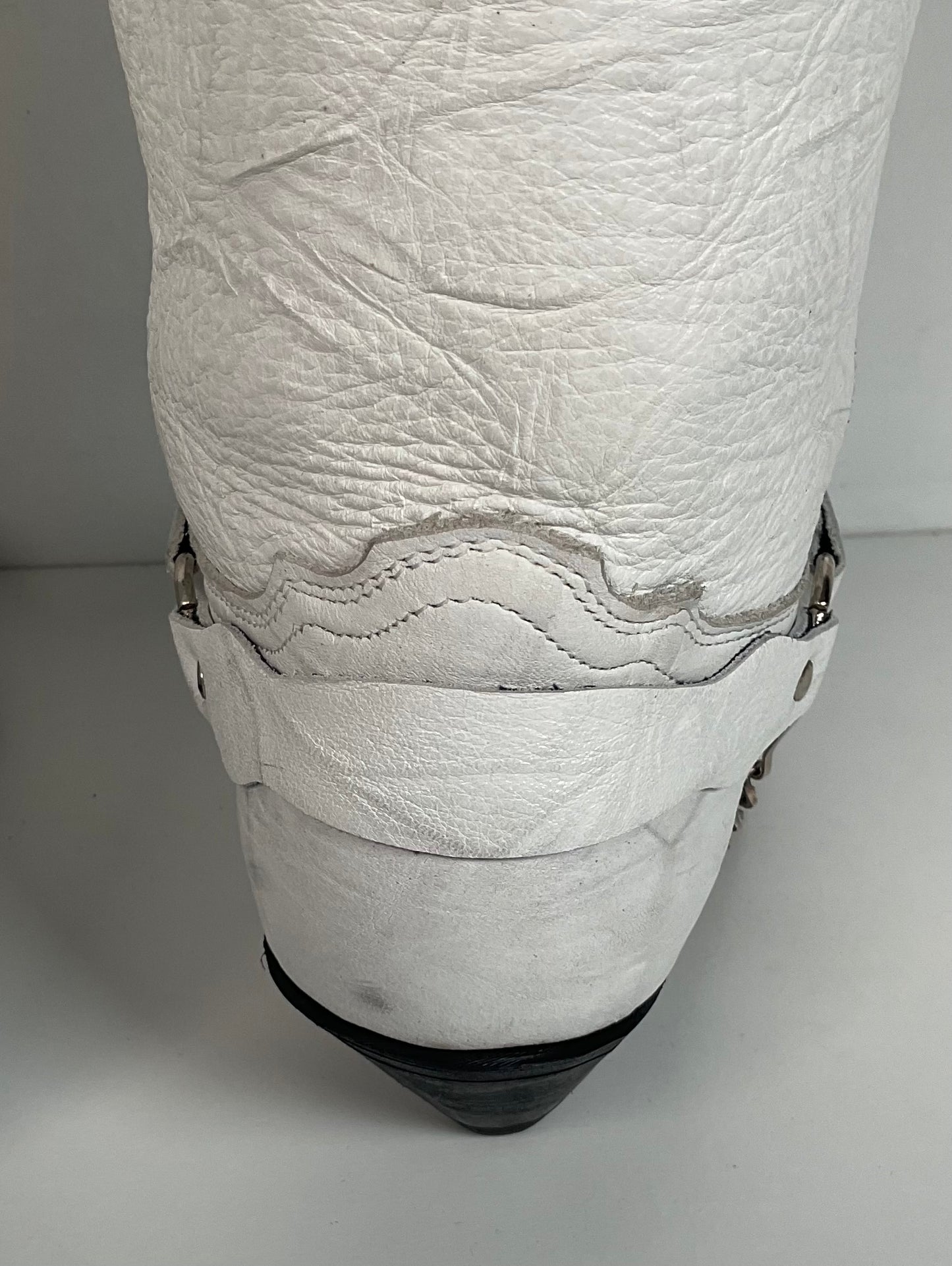 Abilene Wedding White Western Harness Boots 7.5 M Cowgirl
