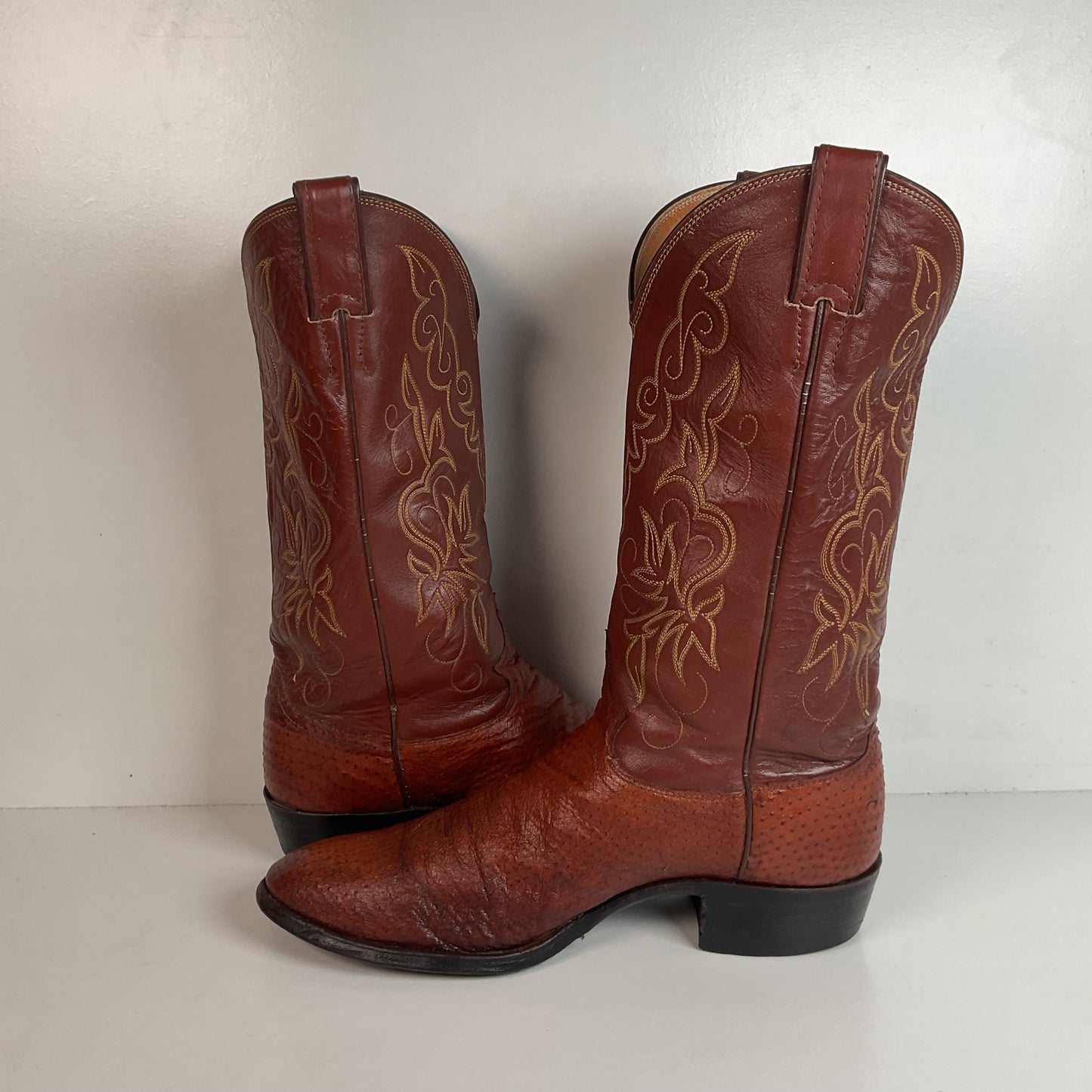Vintage Justin Turkey Quill Cowboy Boots 9.5 D Gallapava