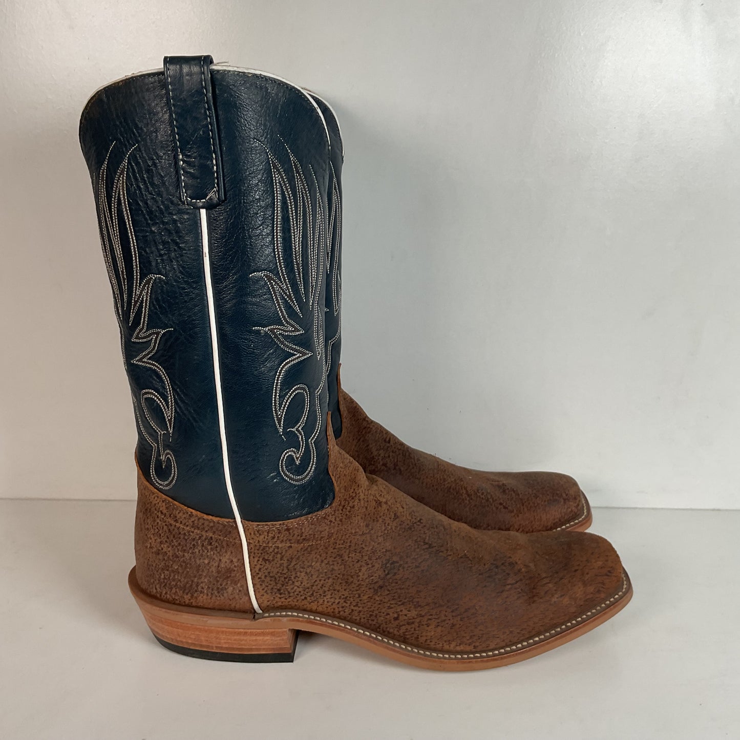 Olathe Pig Skin Suede Cowboy Boots 18 B (Narrow) Rough Out Custom