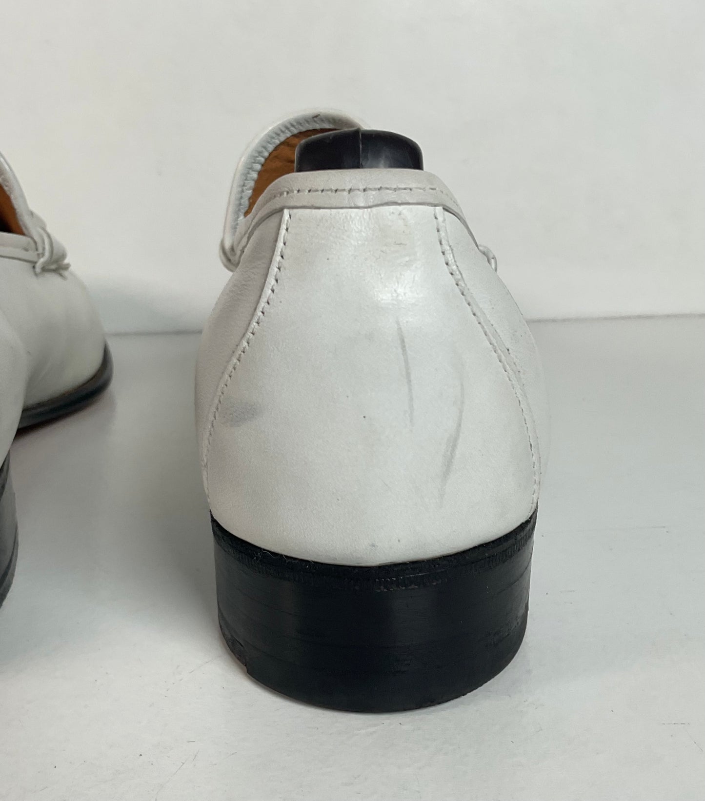 Vintage Johnston Murphy Aristocraft White Moccasin Loafers 10.5 Narrow USA Made