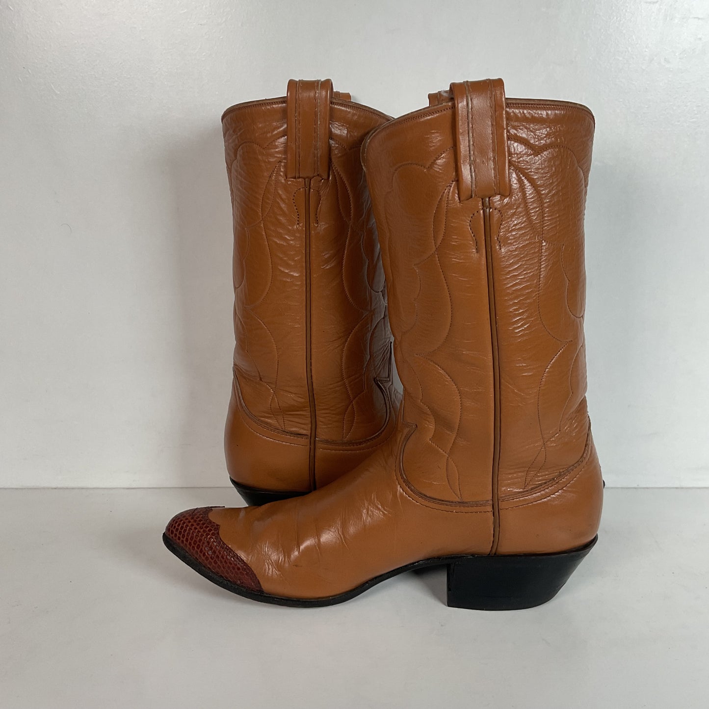 Vintage Tony Lama Lizard Wingtip Cowgirl Boots 7 A Black Label