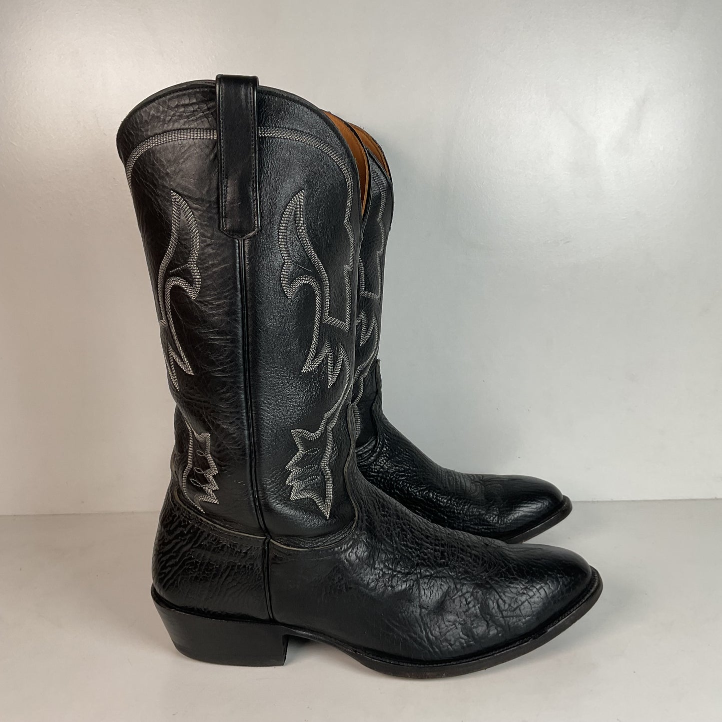 Anderson Bean Black Bullhide Cowboy Boots 12 EE USA Made