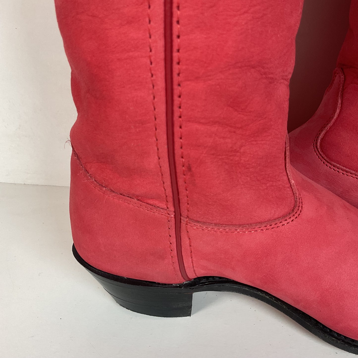 Vintage Wrangler Dusty Rose Cowgirl Boots 8.5 M USA Made Nubuck Suede