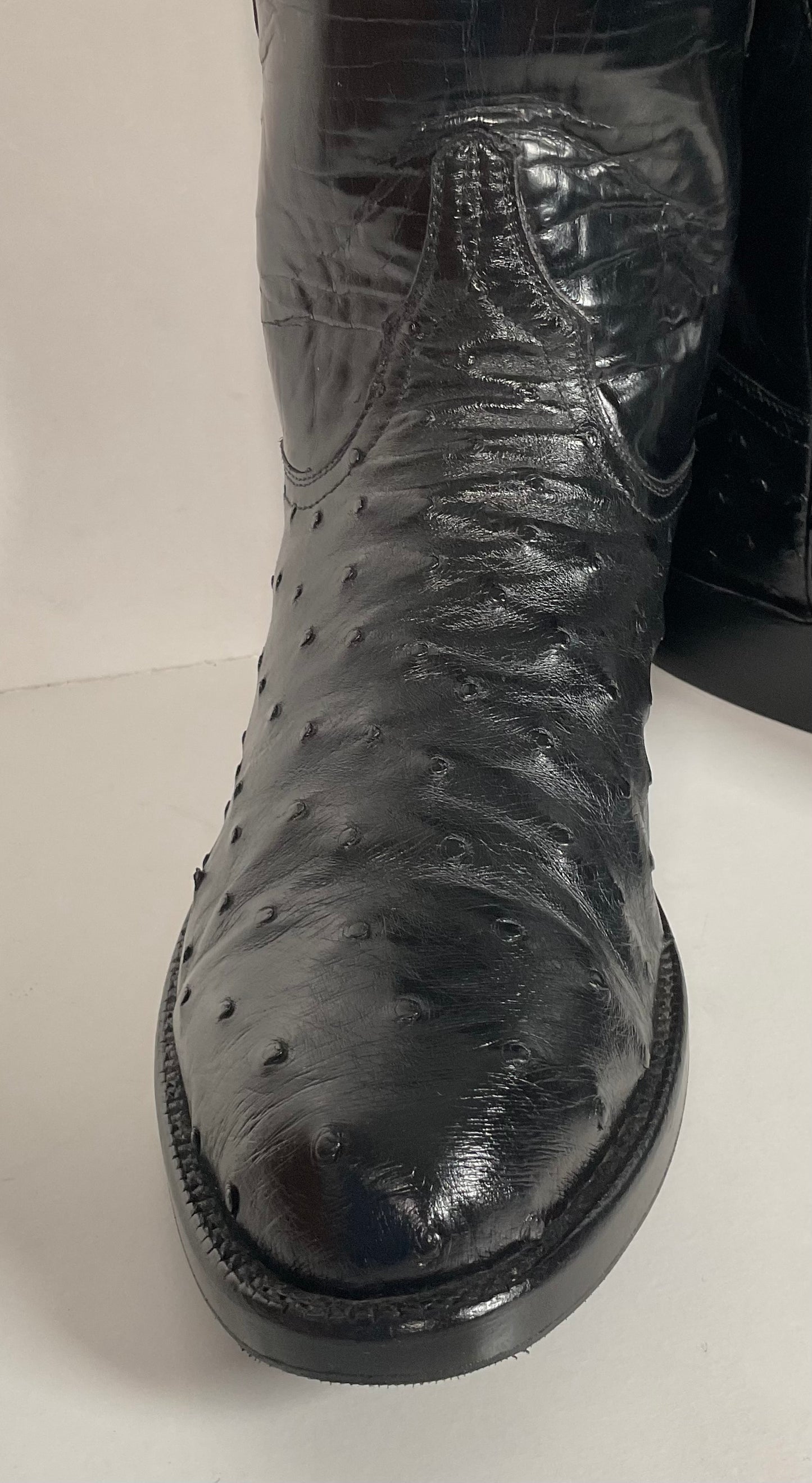 Recrafted Lucchese Classics Handmade Ostrich Quill Roper Boots 8.5 D Exotic
