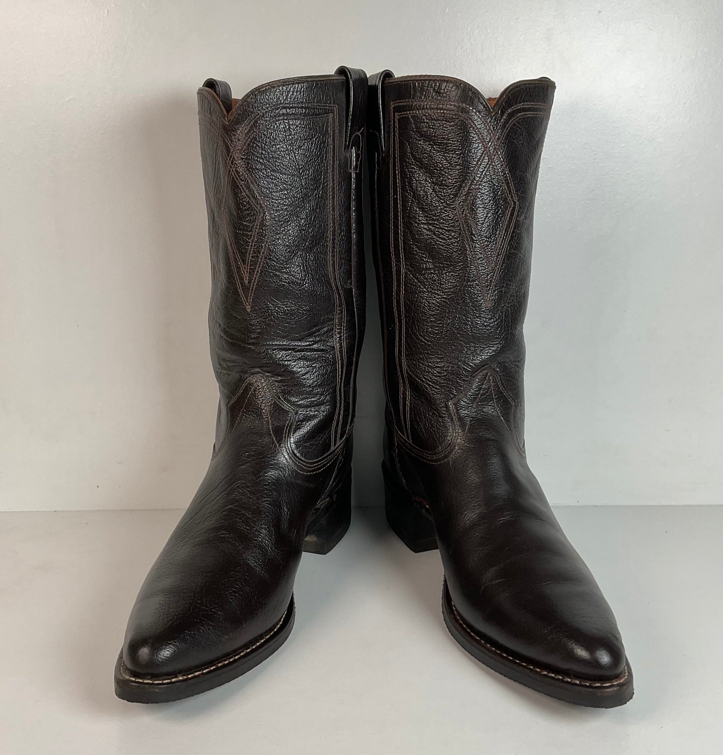 Vintage 1970s Texas Brand Water Buffalo Cowboy Boots 13 D USA Made Exotic