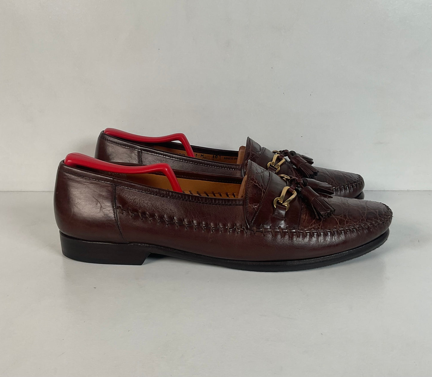Recrafted Mezlan Crocodile Tassel Loafers 10 M Moc Toe