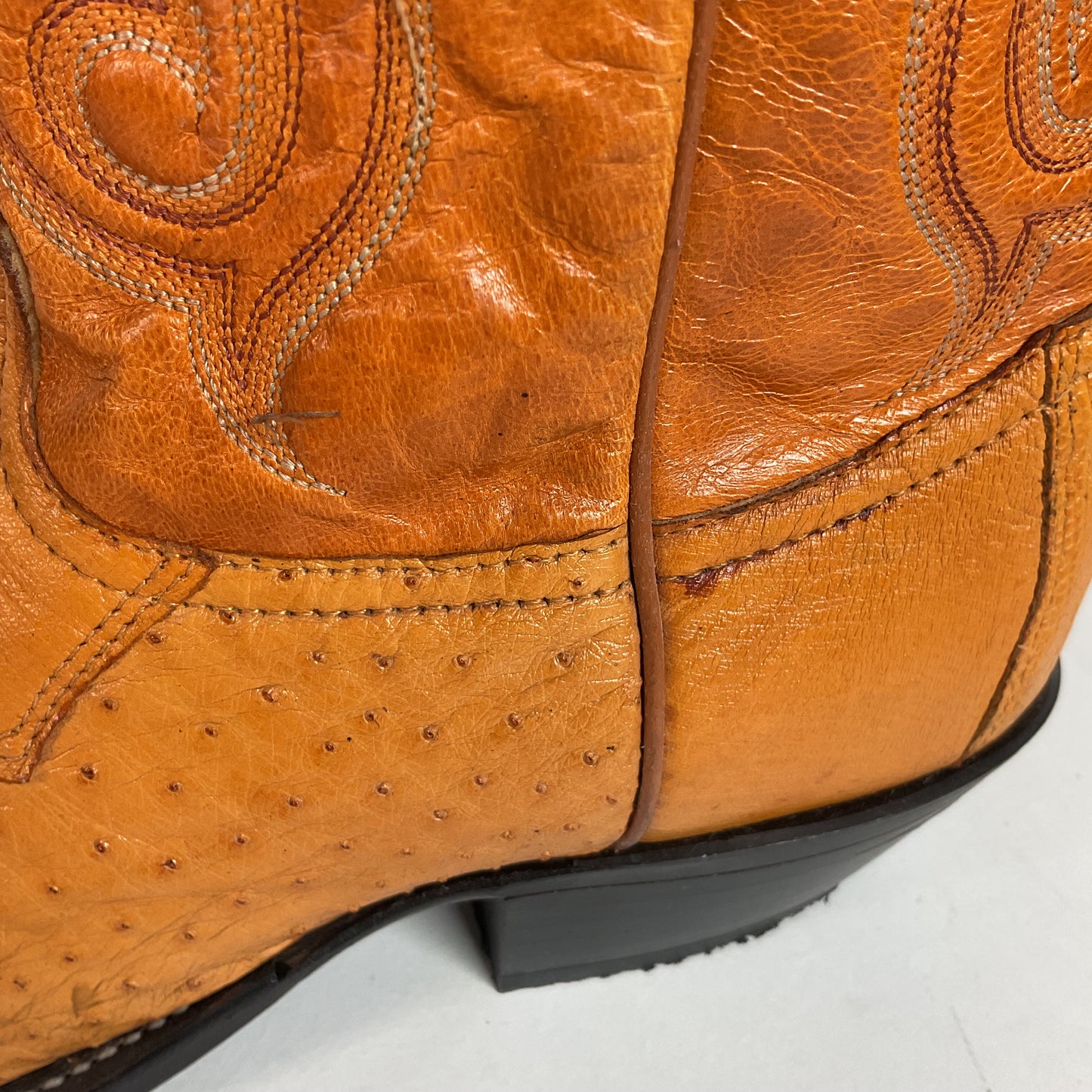 Tony Lama Butterscotch Ostrich Cowboy Boots 8 EE Exotic USA Made