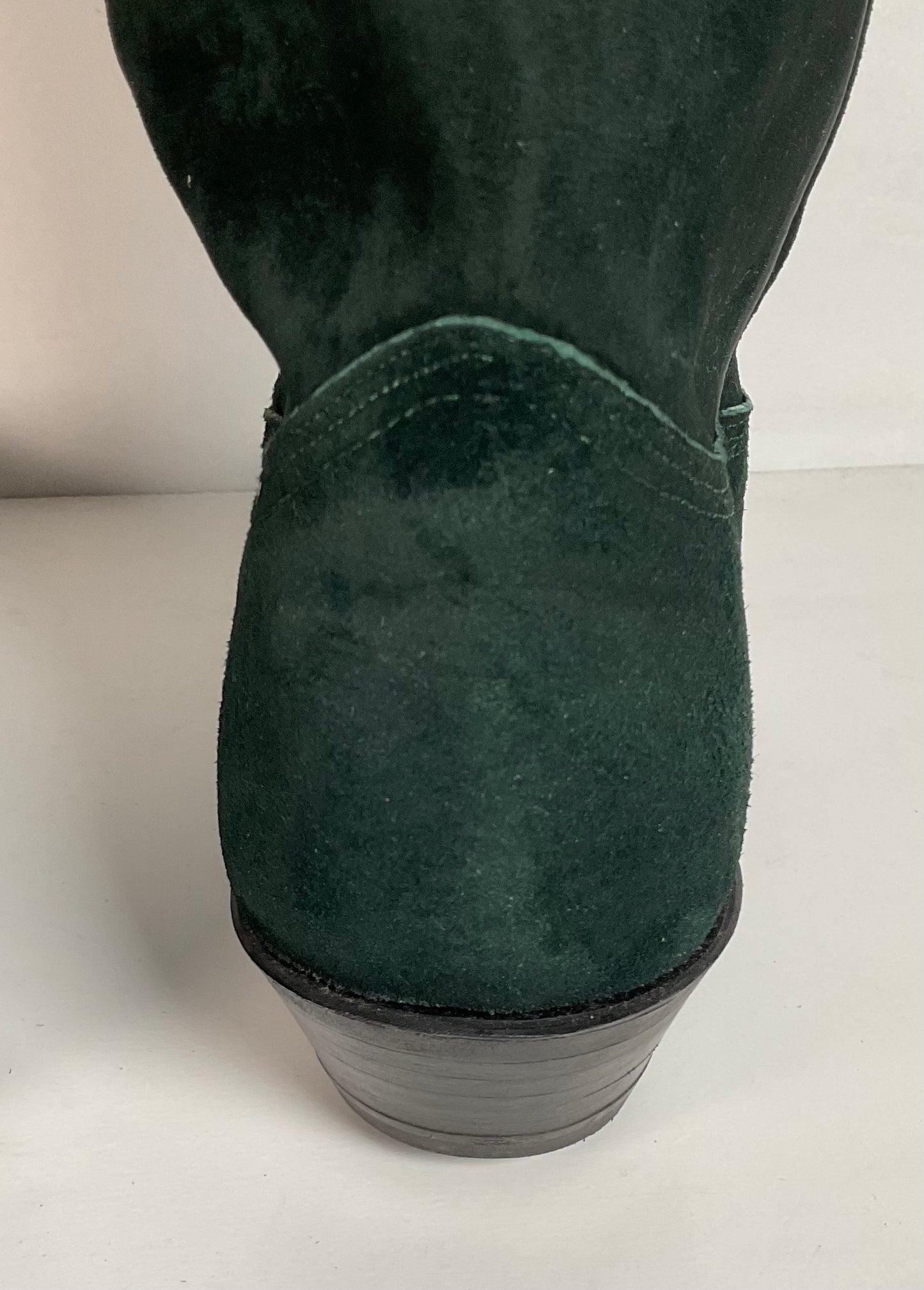 Vintage Nocona Emerald Green Suede Cowboy Boots 11 E USA Made