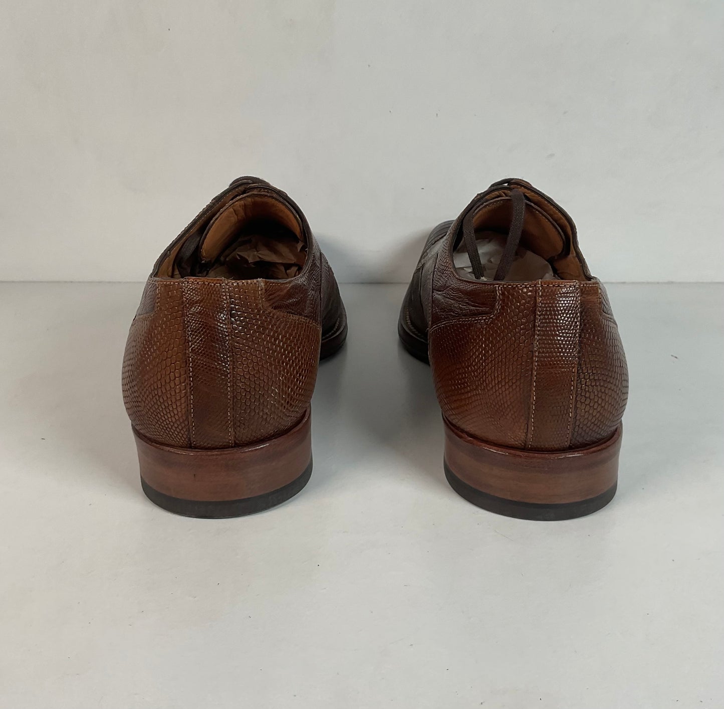 Mezlan Brown Teju Lizard Derby Shoes Brown 9 M Recrafted
