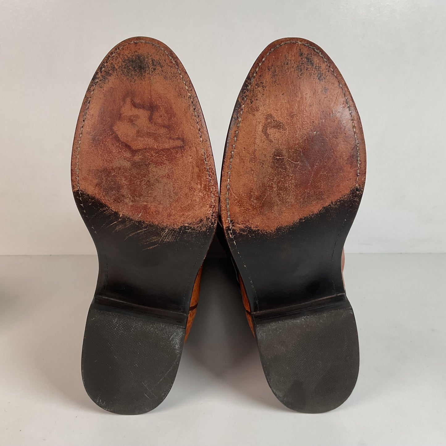 Vintage Lucchese Handmade Smooth Ostrich Cowgirl Roper Boots 7 B 1990s