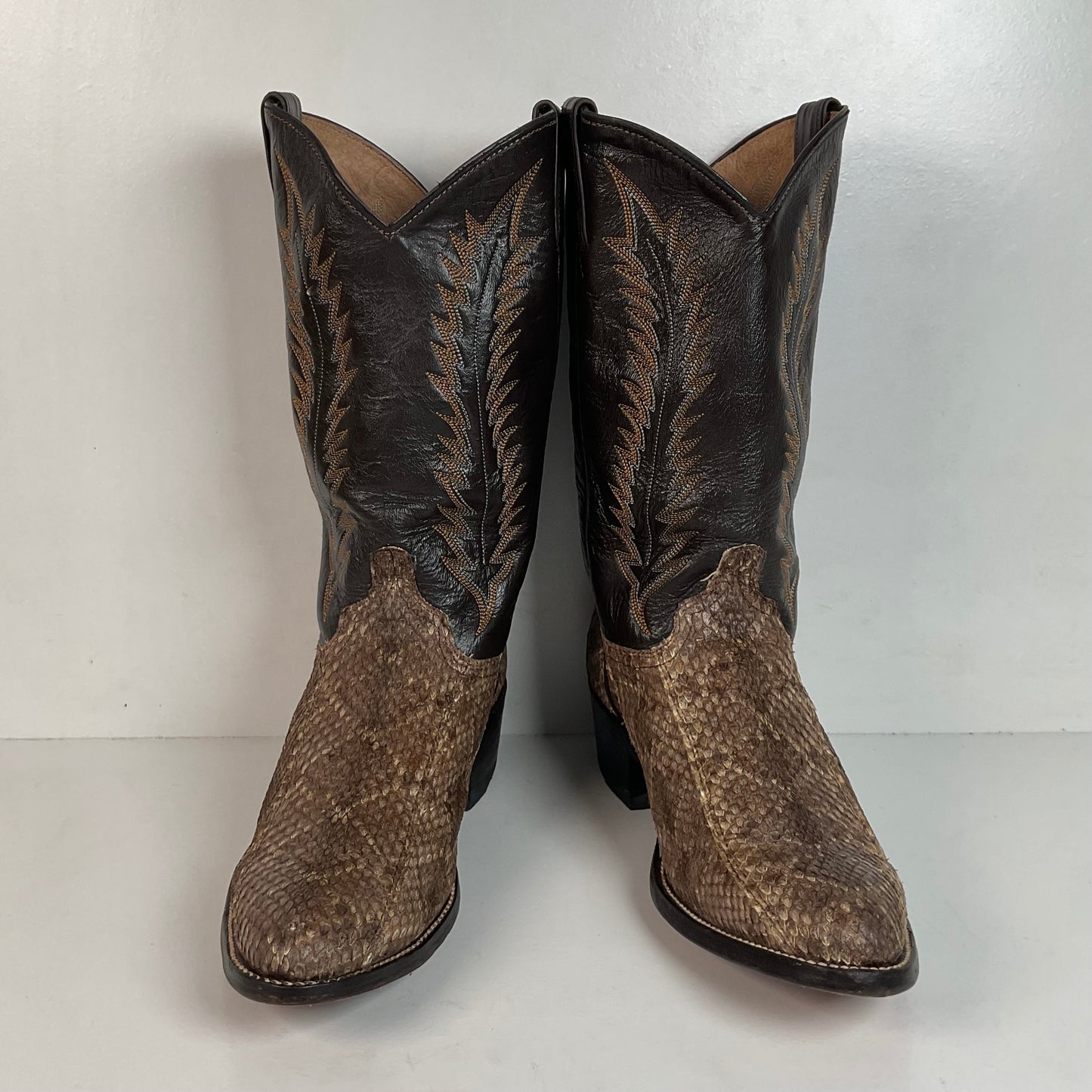 Vintage Abilene Diamondback Rattlesnake Cowboy Boots 10 D USA Made Snakeskin