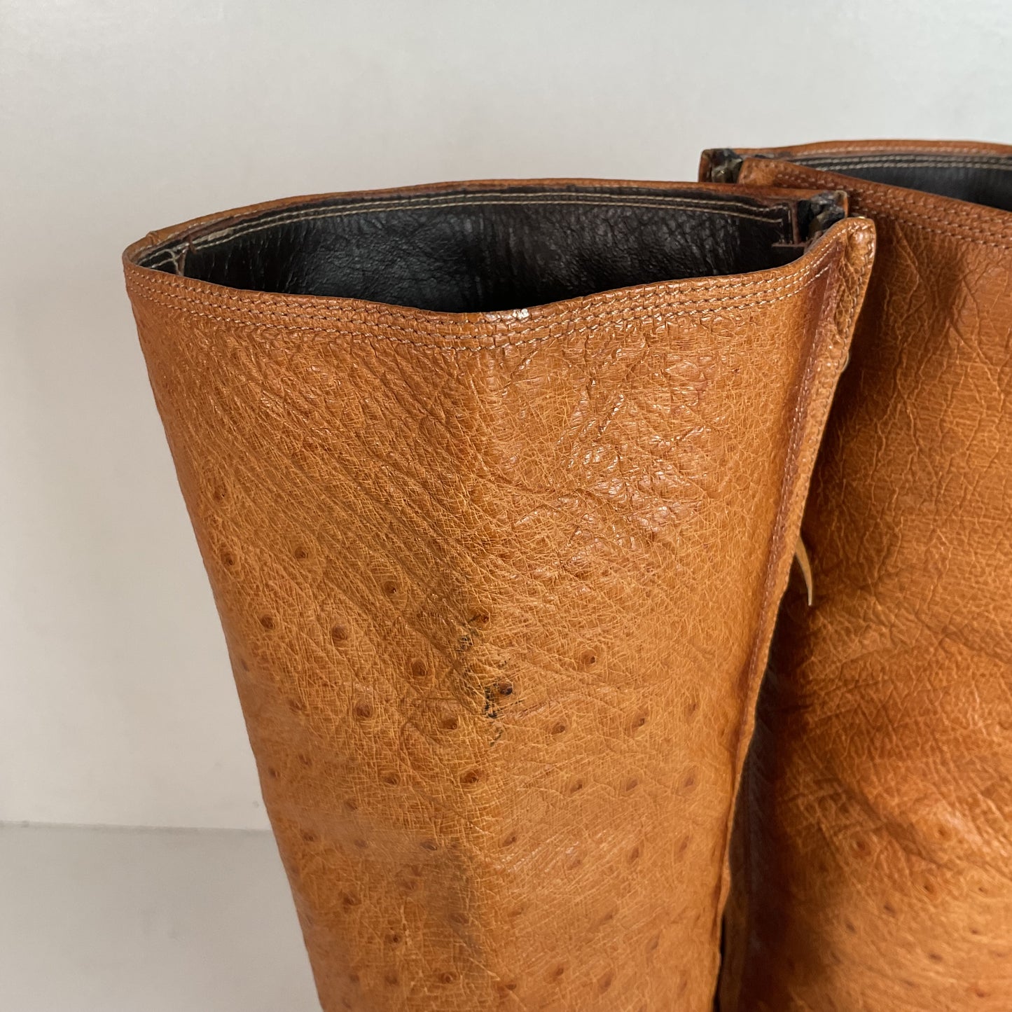 Custom Tall Ostrich Quill Riding Boots 7.5-8 Exotic Cowgirl