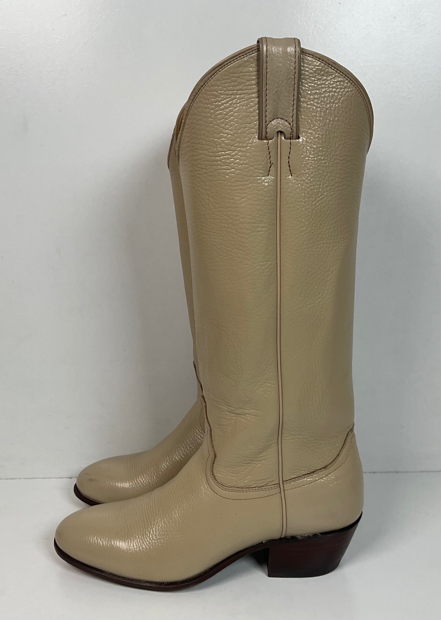 Justin Women’s Tall Bone Leather Cowgirl Boots 8 B USA Made