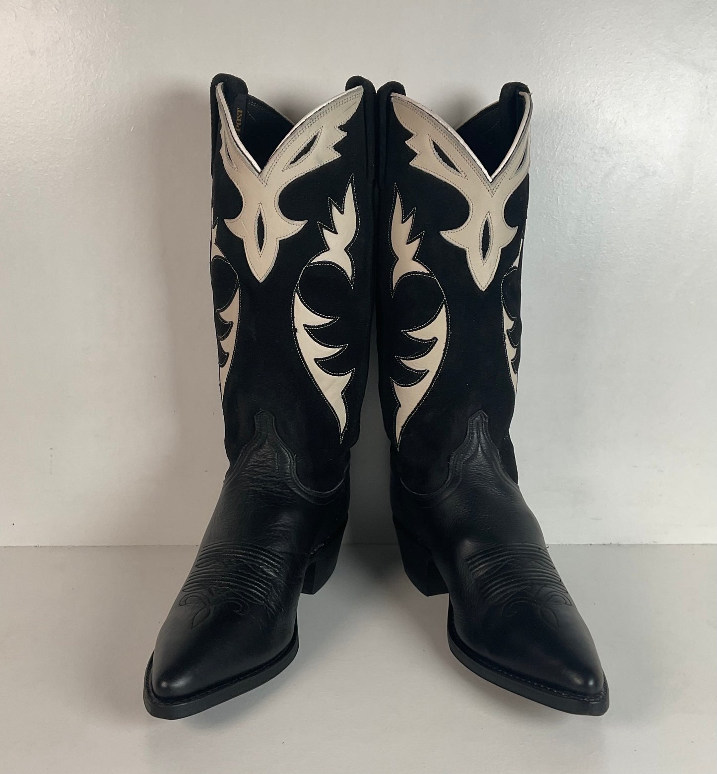 Vintage Dan Post Cowgirl Boots 7 M USA Made Tooled Inlay