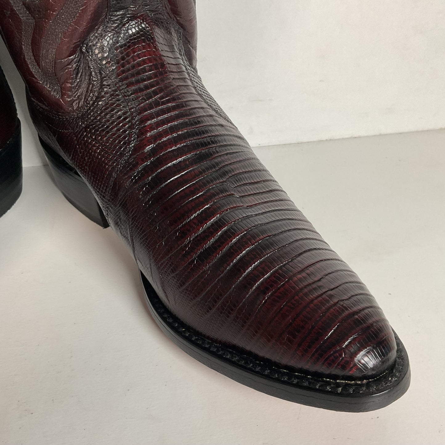 Dan Post Black Cherry Teju Lizard Cowboy Boots 8 D