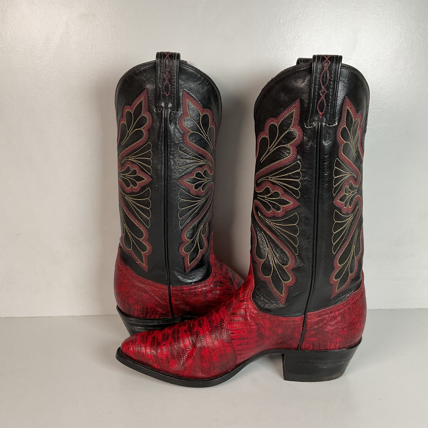 Vintage Tony Lama Natural Teju Lizard Cowboy Boots 9 D Gold Label