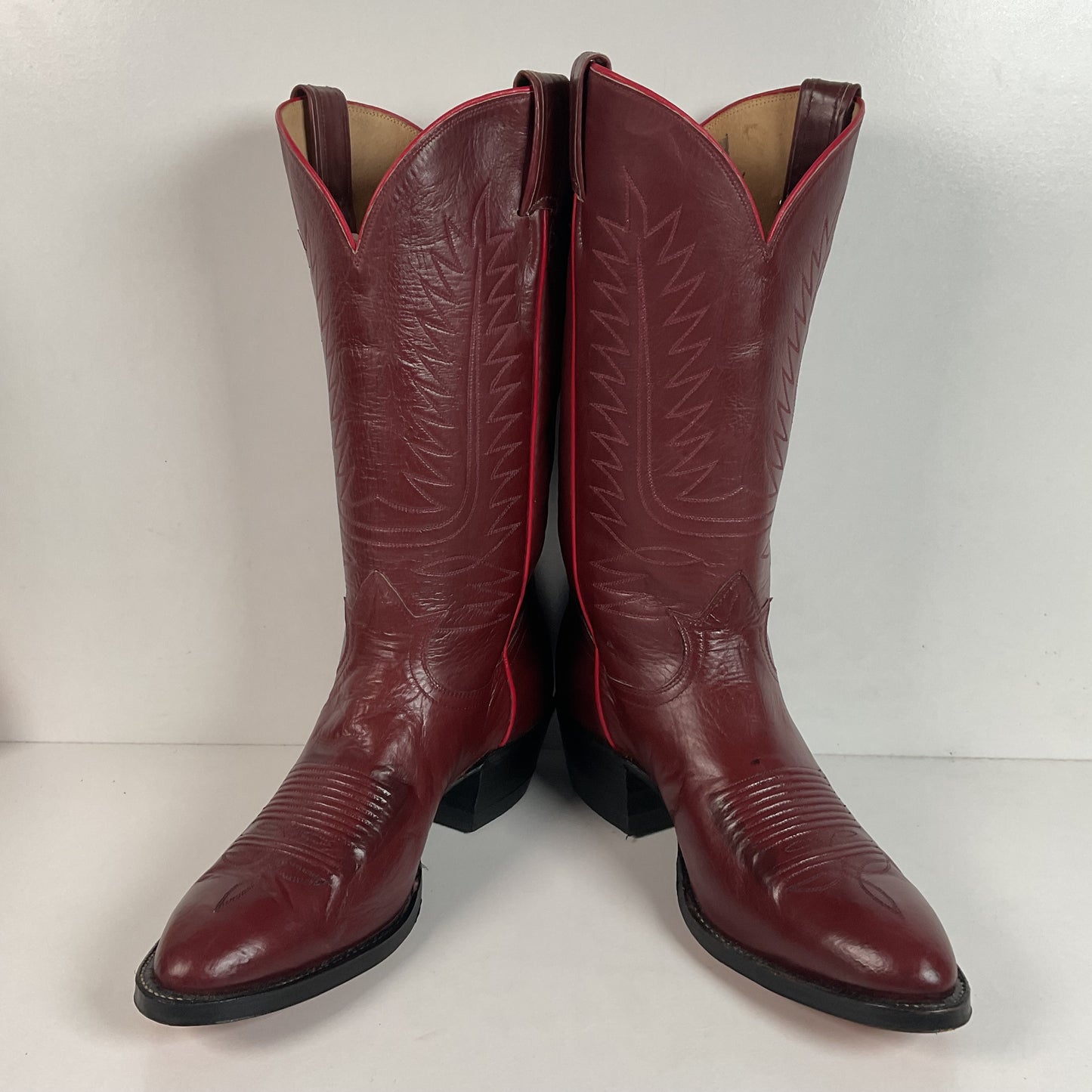 Vintage Tony Lama Red Wine Cowboy Boots Men’s 9 D | Women’s 10 Gold Label