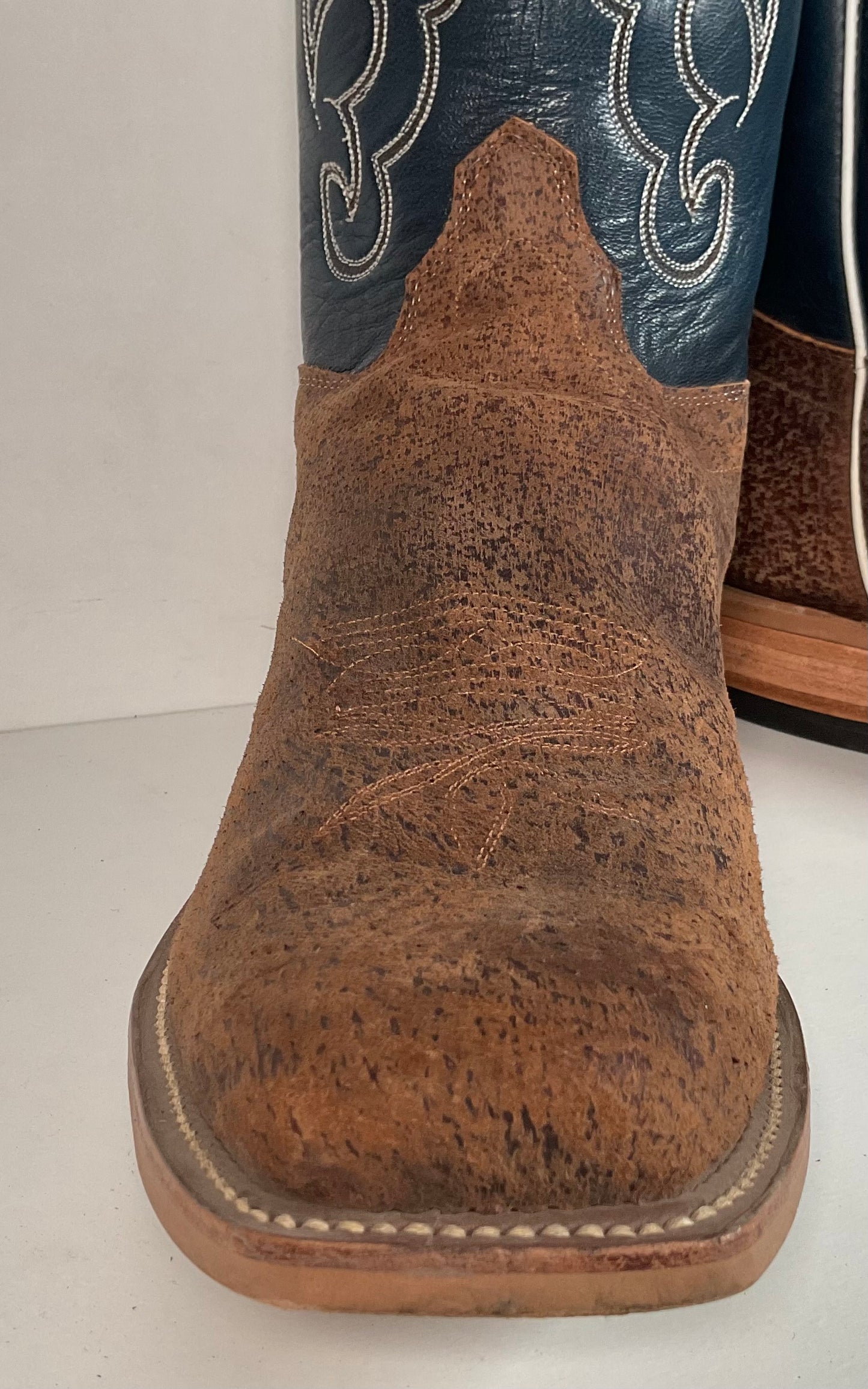 Olathe Pig Skin Suede Cowboy Boots 18 B (Narrow) Rough Out Custom