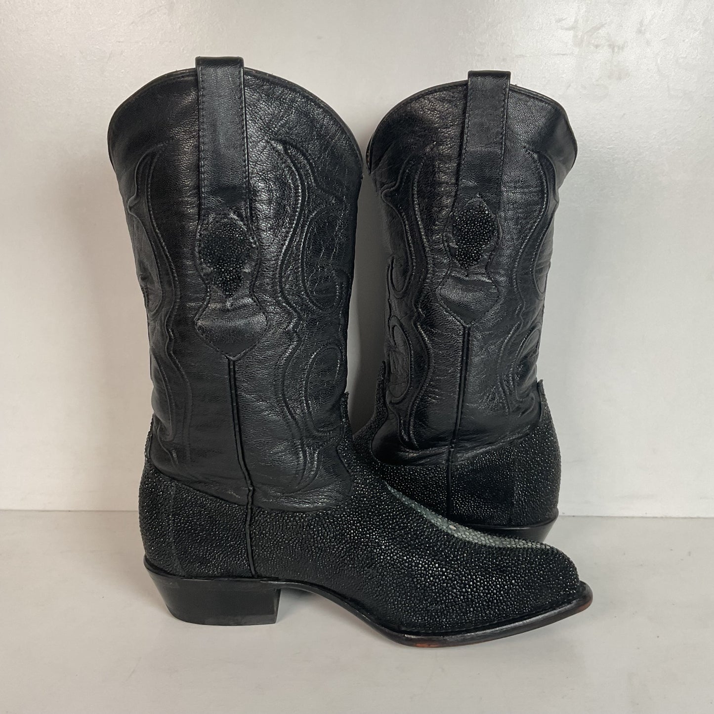 Los Altos Exotic Sea Stingray Cowgirl Boots 8 M Classic Black