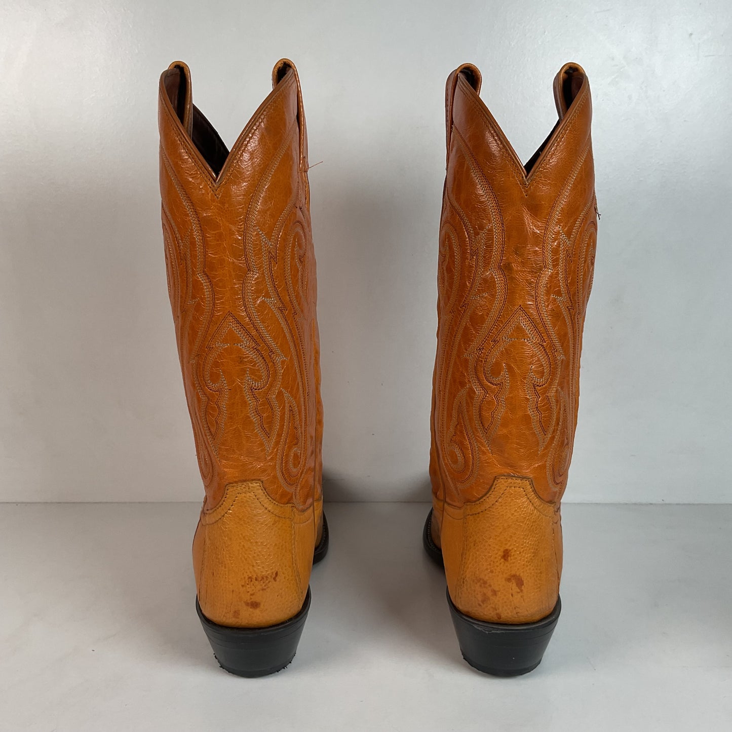 Tony Lama Butterscotch Ostrich Cowboy Boots 8 EE Exotic USA Made