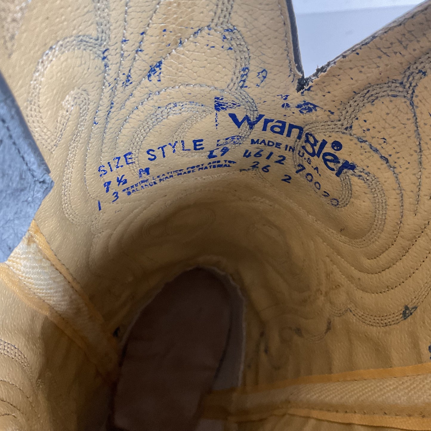 Vintage Wrangler Wingtip Cowgirl Boots 7.5 M Nubuck Suede