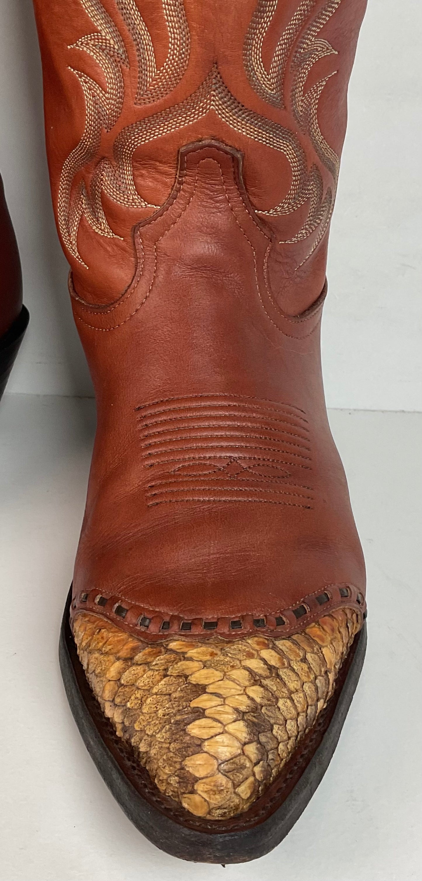 Vintage Tony Lama Rattlesnake Wingtip Cowboy Boots 10 D Diamondback Snakeskin