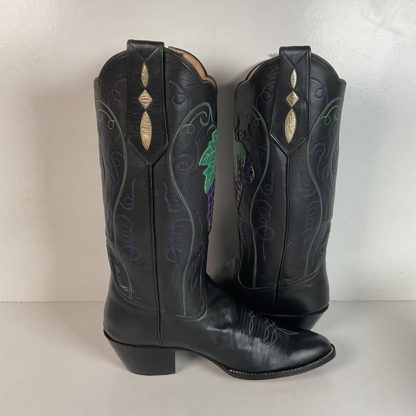 Vintage Rocky Carroll Grape Vine Cowgirl Boots 7 Custom Made