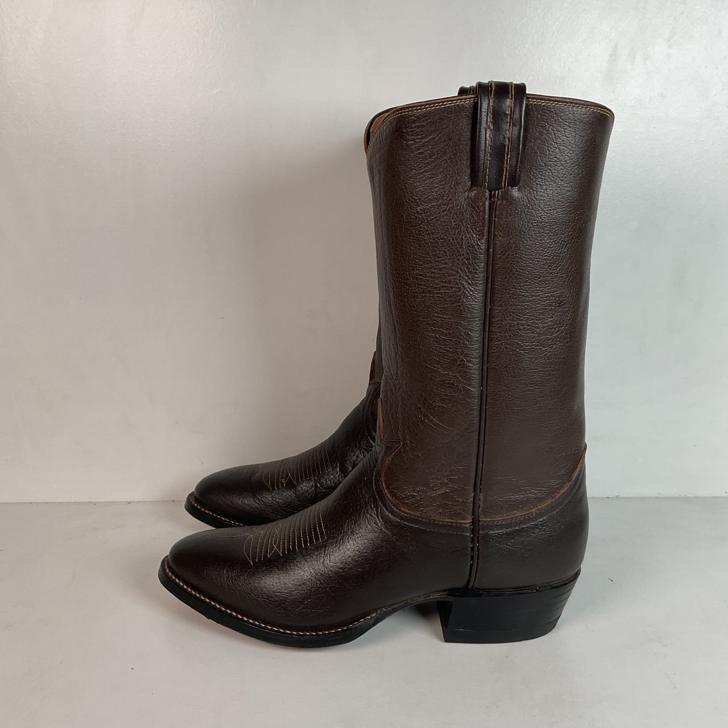 Vintage 1960s Tony Lama Water Buffalo Cowboy Boots 8.5 D Exotic Gold Label
