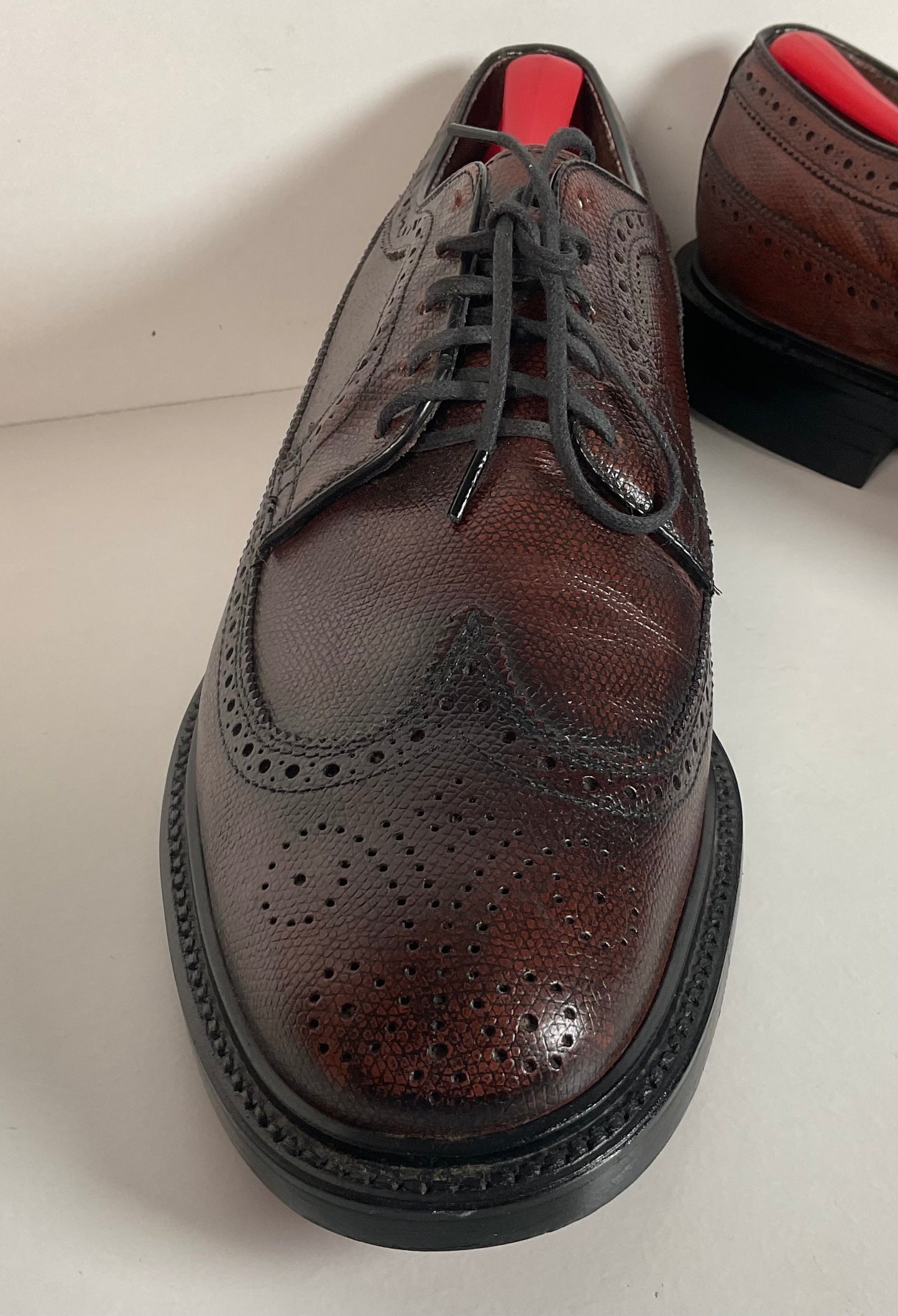 Vintage Stafford Longwing Derby Shoes 9.5 EEE Brogue Gunboat New Old Stock