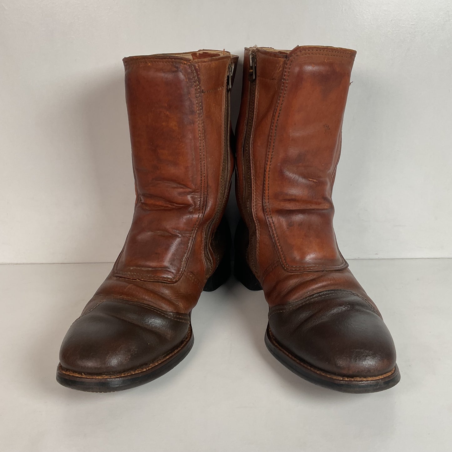 Vintage 1970s Hondaline Boots 9.5 Thrashed Moto Zip