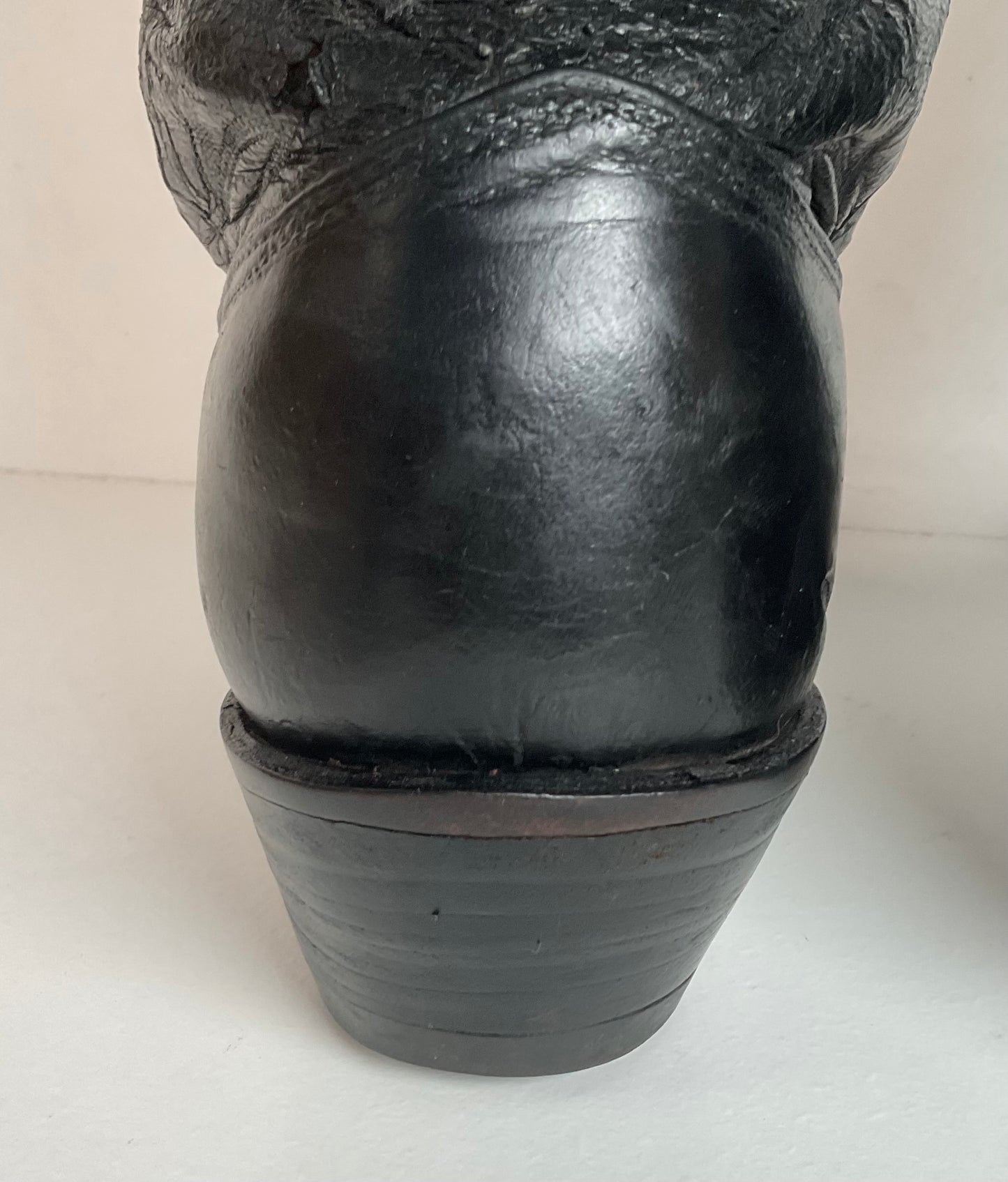 Vintage 1940s Brogue Wingtip Cowboy Boots 9.5-10 Leather Pull Tab Pee Wee