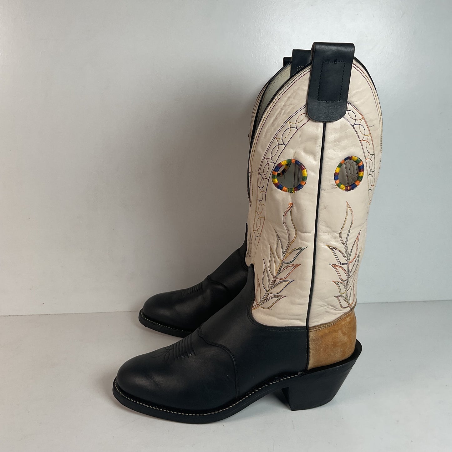 Olathe Rough Stock Cowboy Boots 10 D Black Mule Skin USA Made